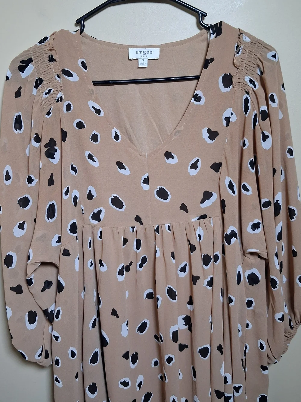 Umgee Women’s Tan, Black & White Leopard Animal Print Dress; Size S; Lined - Picture 3 of 8